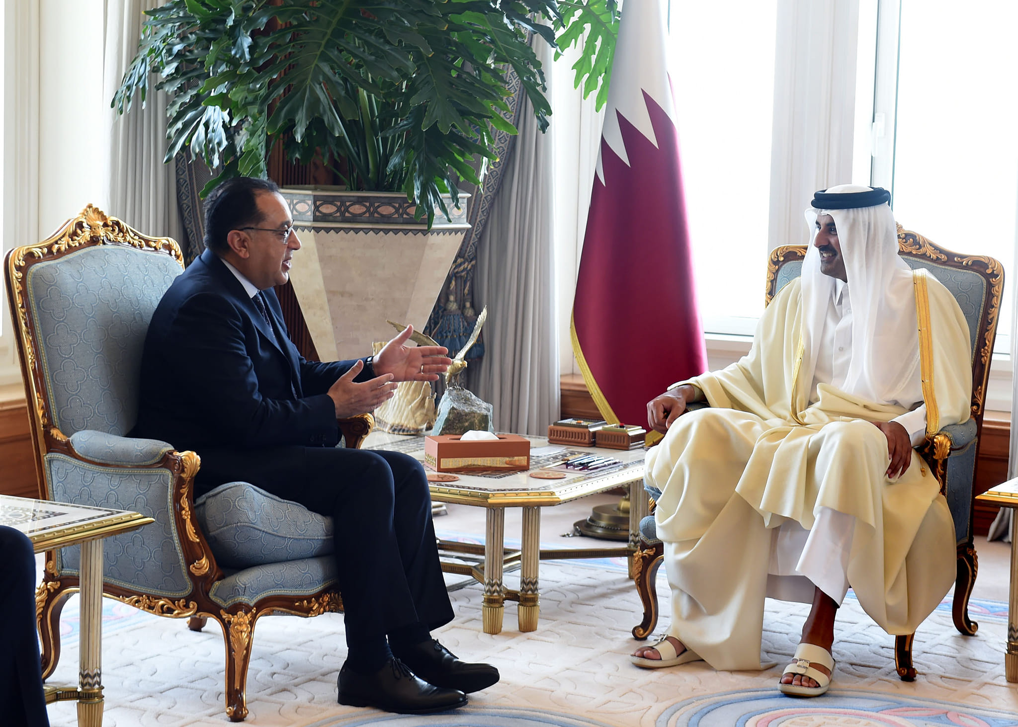 أمير قطر يلتقي الدكتور مصطفى مدبولي رئيس الوزراء